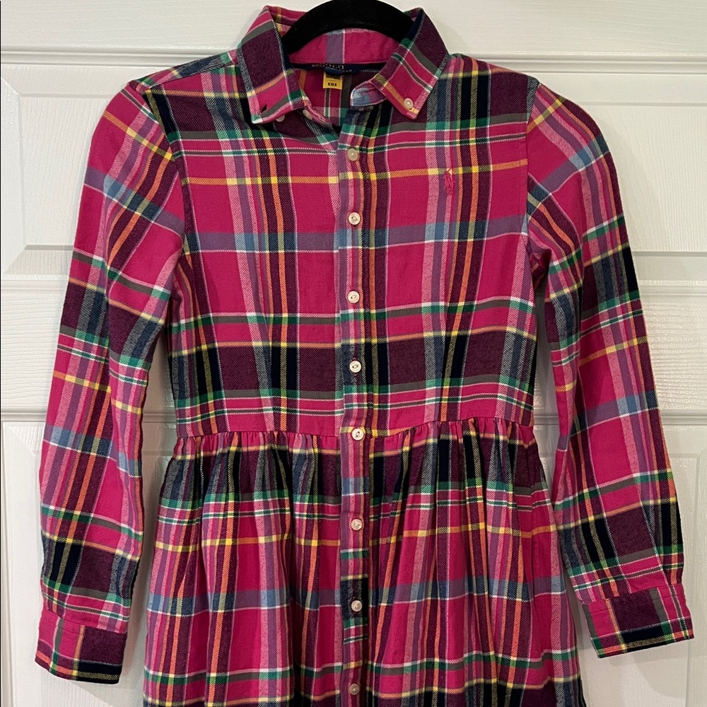 Polo by Ralph Lauren Plaid Cotton Twill Shirtdress Long Sleeve